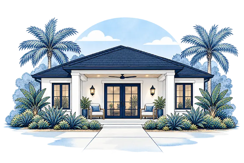 Watercolor Coastal Guest Suite with Palms